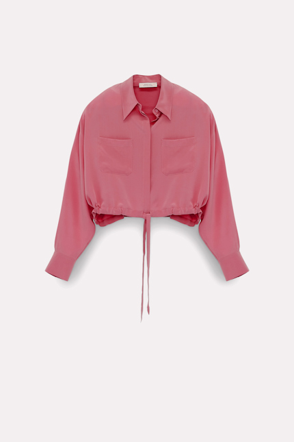 FLUID VOLUMES blouse Dorothee Schumacher VERKÜRZTE SEIDENBLUSE MIT KORDELZUG shaded pink