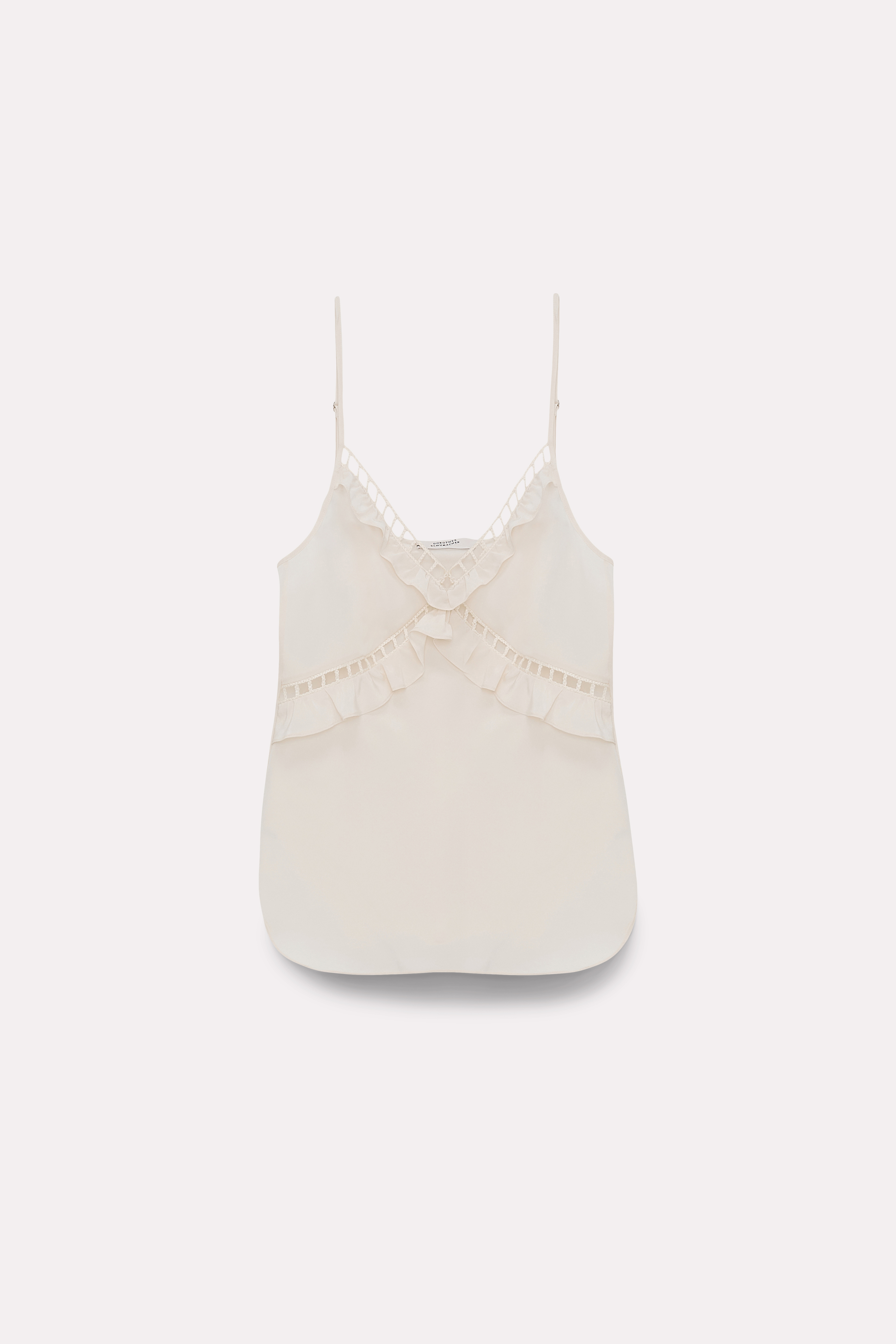 Dorothee Schumacher TOP AUS SEIDEN CRÊPE DE CHINE MIT CROCHETEINSATZ off white