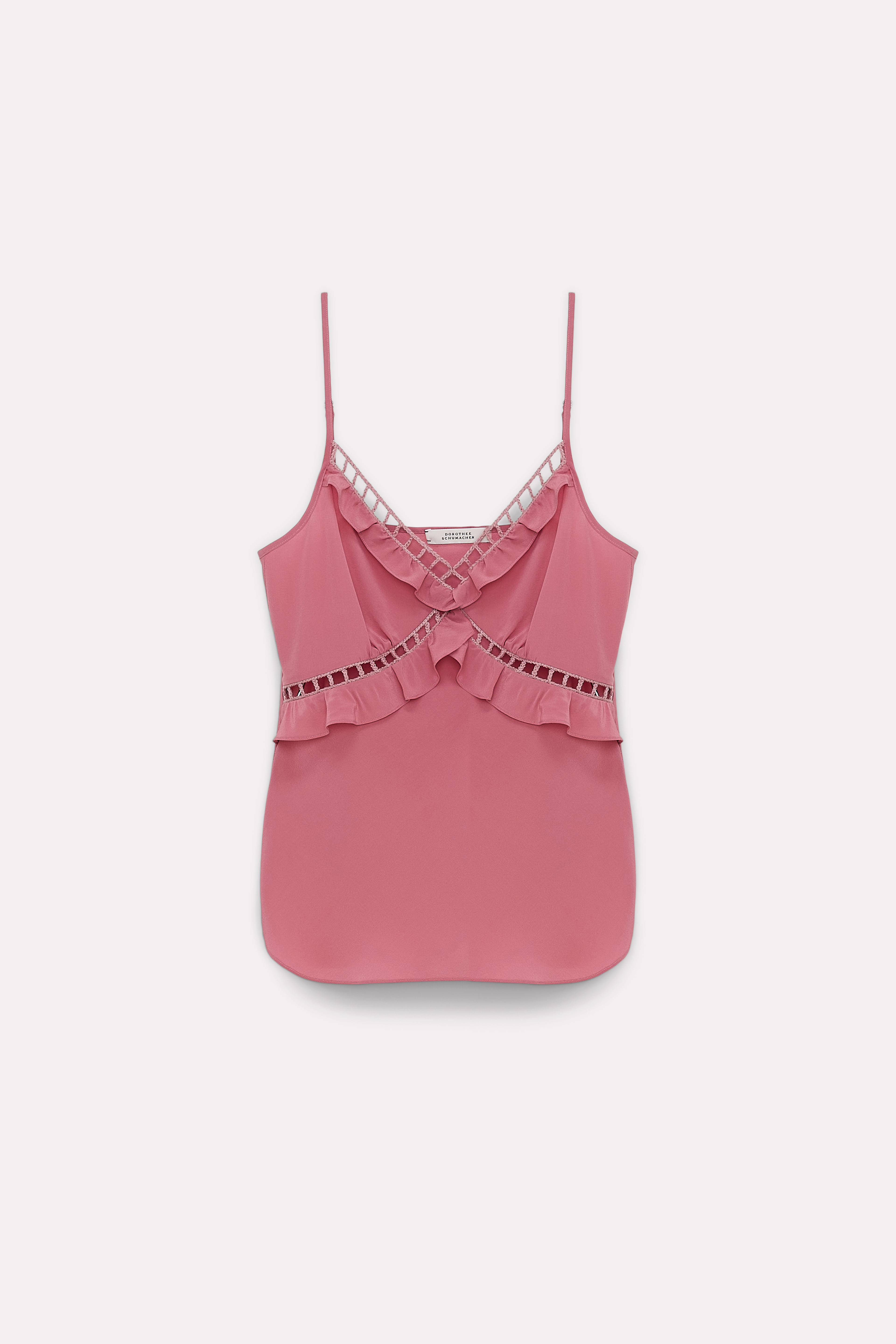 DOROTHEE SCHUMACHER SILK CRÃPE DE CHINE CAMISOLE WITH CROCHET TRIM