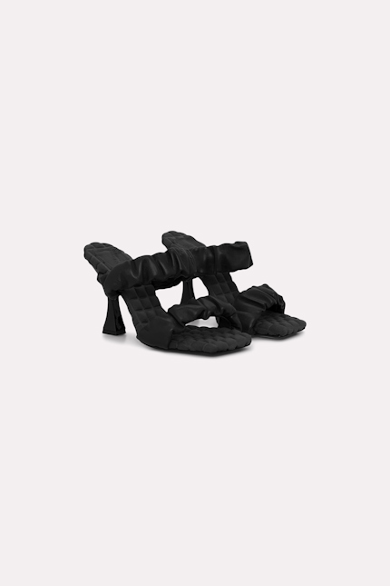 SPORTY FEMININITY sandal heeled Dorothee Schumacher RUCHED NAPPA SANDALS pure black