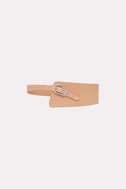 MIRROR TOUCH wide belt Dorothee Schumacher ASYMMETRISCHER LEDERGÜRTEL caramel