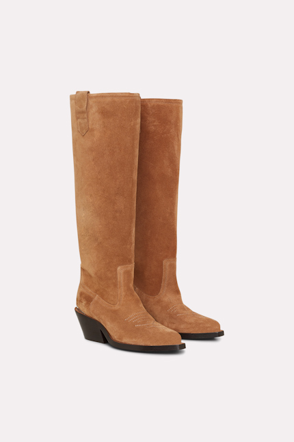 WESTERN SUMMER Tall Boot Dorothee Schumacher LEATHER COWBOY BOOTS dark caramel