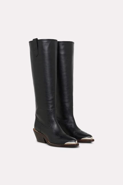 WESTERN SUMMER Tall Boot Dorothee Schumacher LEATHER COWBOY BOOTS pure black