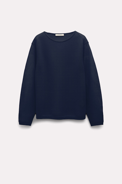 ESSENTIAL EASE pullover Dorothee Schumacher Pointelle knit sweater dark blue