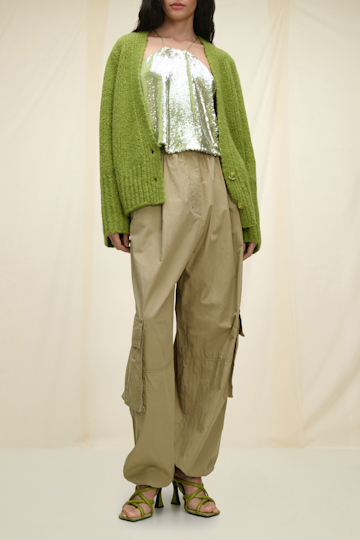 Dorothee Schumacher Soft knit cardigan in cashmere-silk moss green