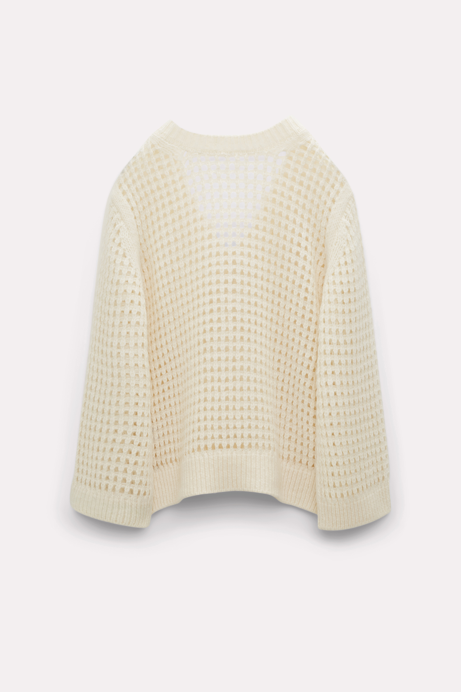 Dorothee Schumacher Open knit v-neck sweater in wool-cashmere orchid white