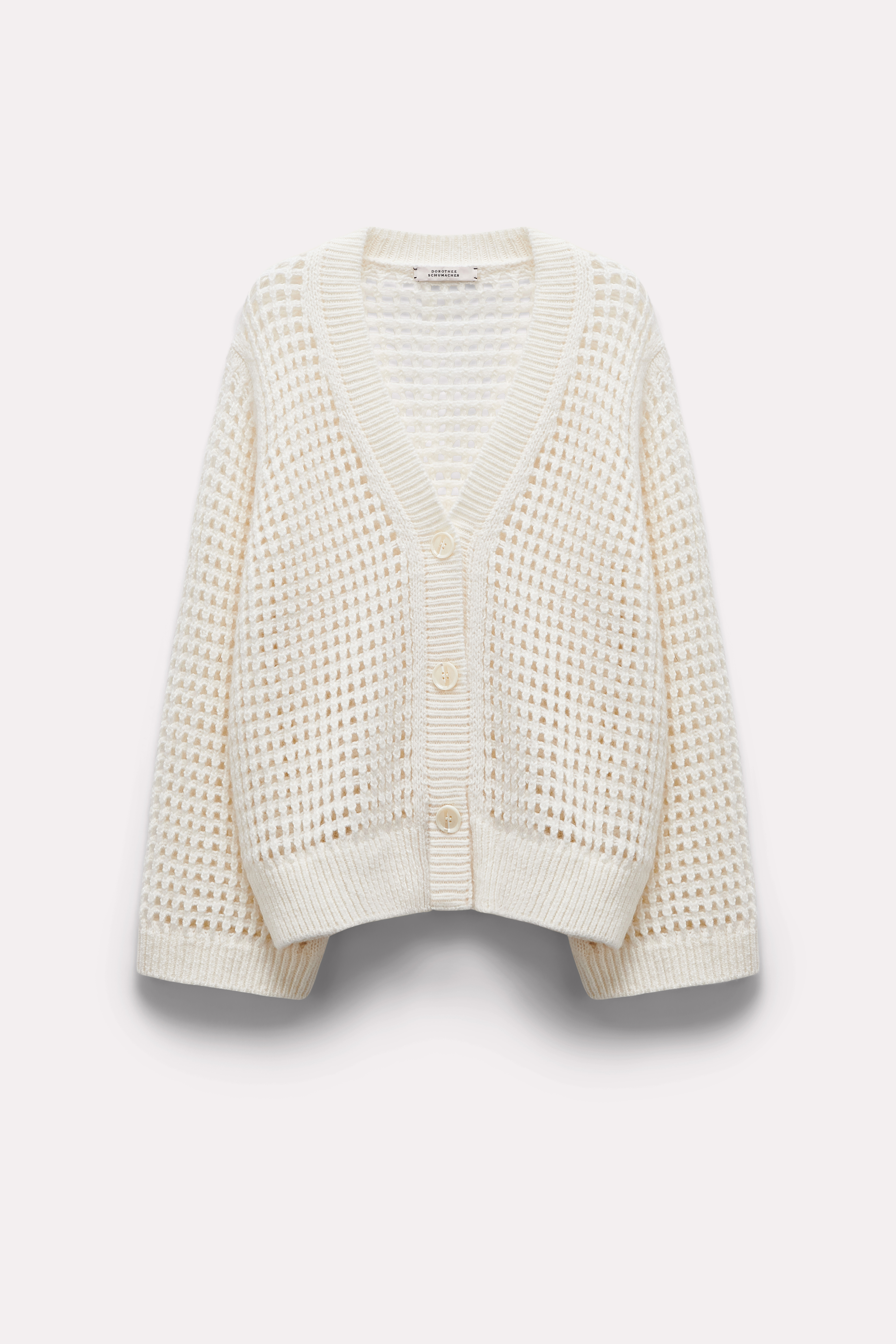 Dorothee Schumacher Open Knit V-neck Cardigan In Wool-cashmere In White