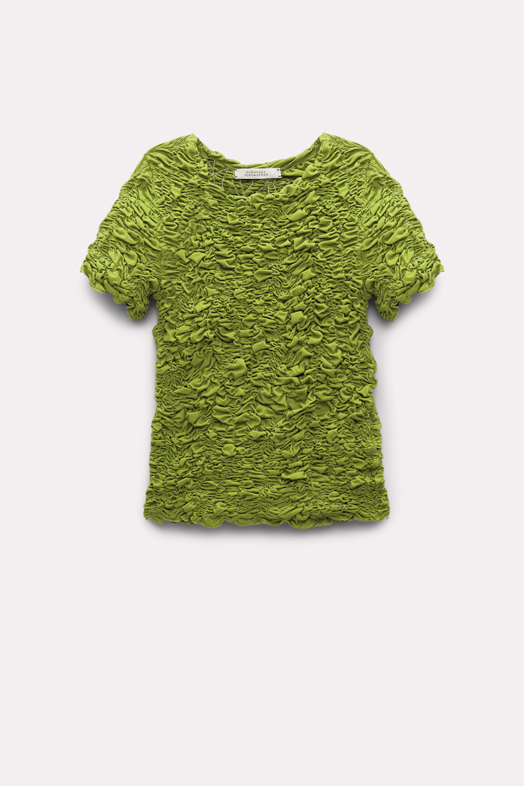 Dorothee Schumacher Smocked short sleeve top moss green