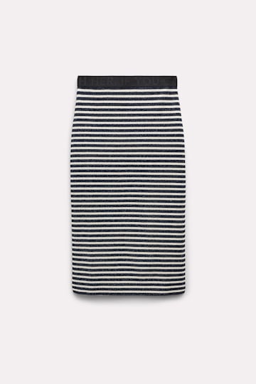 Dorothee Schumacher Metallic stripe knit pencil skirt silver navy mix
