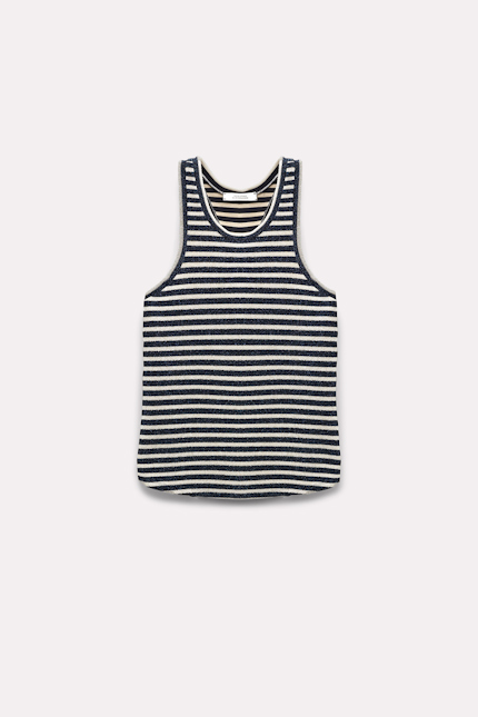 ENDLESS SHIMMER top Dorothee Schumacher Gestreiftes Lurex Top silver navy mix