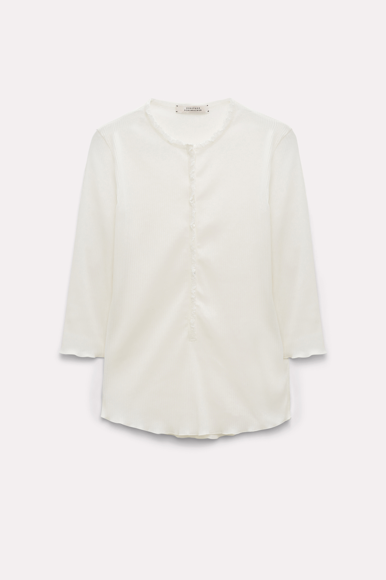 Dorothee Schumacher Ribbed cotton Popover with lace trim camellia white