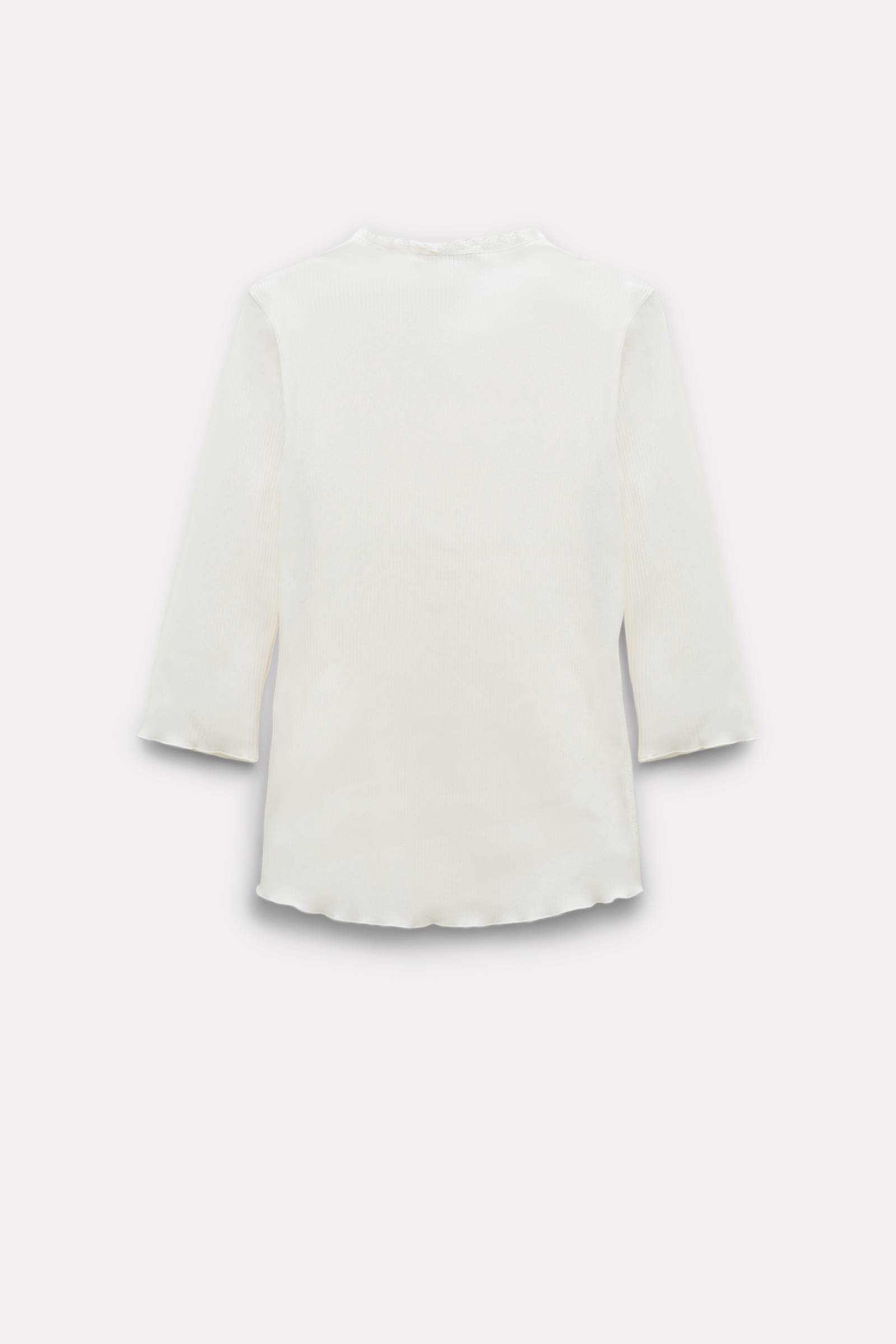 Dorothee Schumacher Ribbed cotton Popover with lace trim camellia white