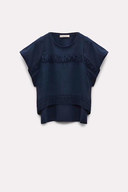 COOL SOFTNESS shirt Dorothee Schumacher Top with smoked trim dark blue