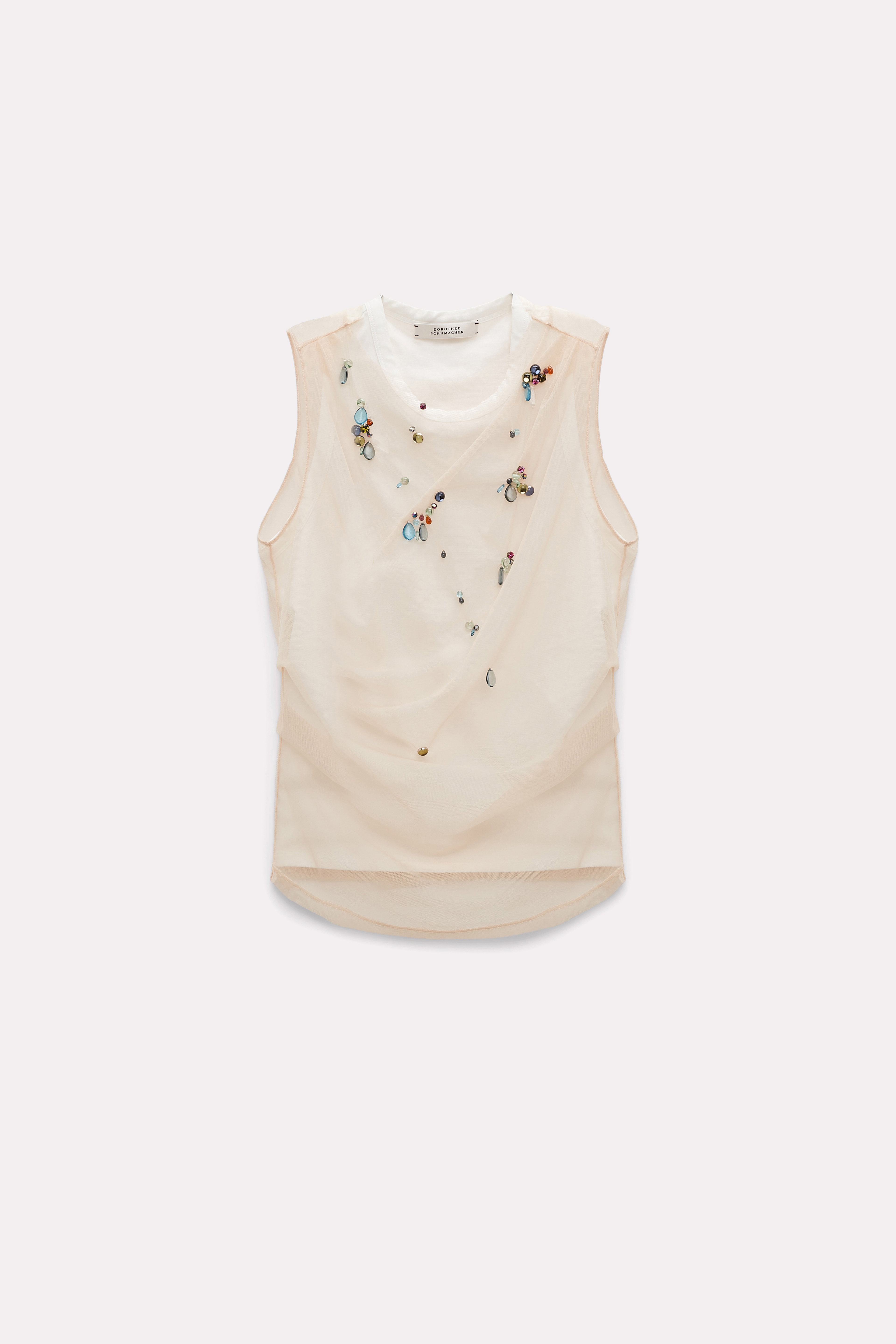 Dorothee Schumacher Embellished tulle racerback tank top eggshell