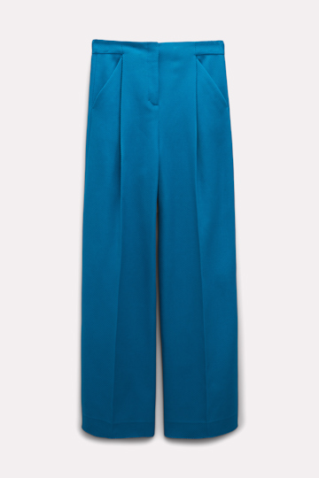 Dorothee Schumacher Cotton twill pleated pants aqua blue