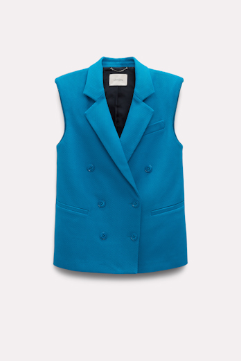 Dorothee Schumacher Cotton twill blazer-style vest aqua blue