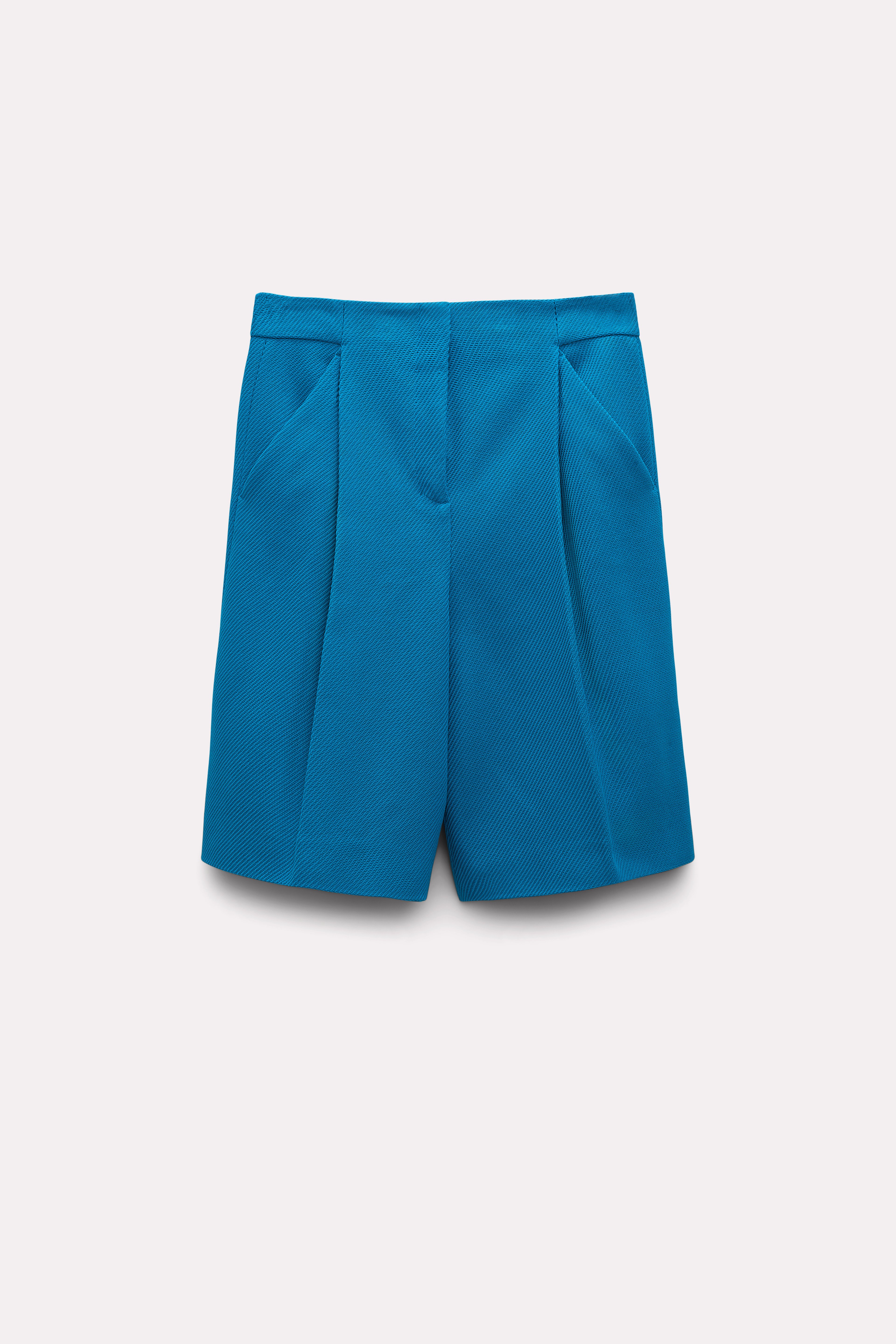 Dorothee Schumacher Cotton Twill Pleated Bermuda Shorts In Blue