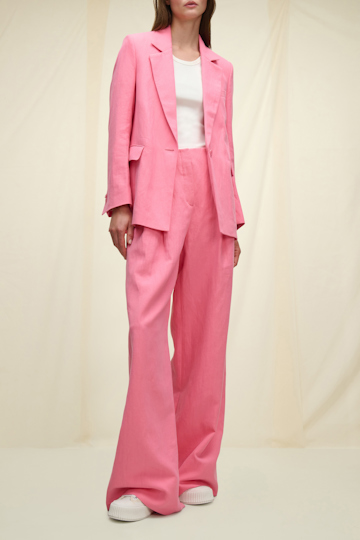 Dorothee Schumacher Lightweight pleated pants in cotton-linen bright pink