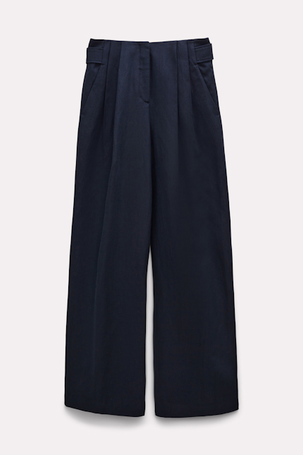 COLORFUL LIGHTNESS pants Dorothee Schumacher Lightweight pleated pants in cotton-linen dark navy