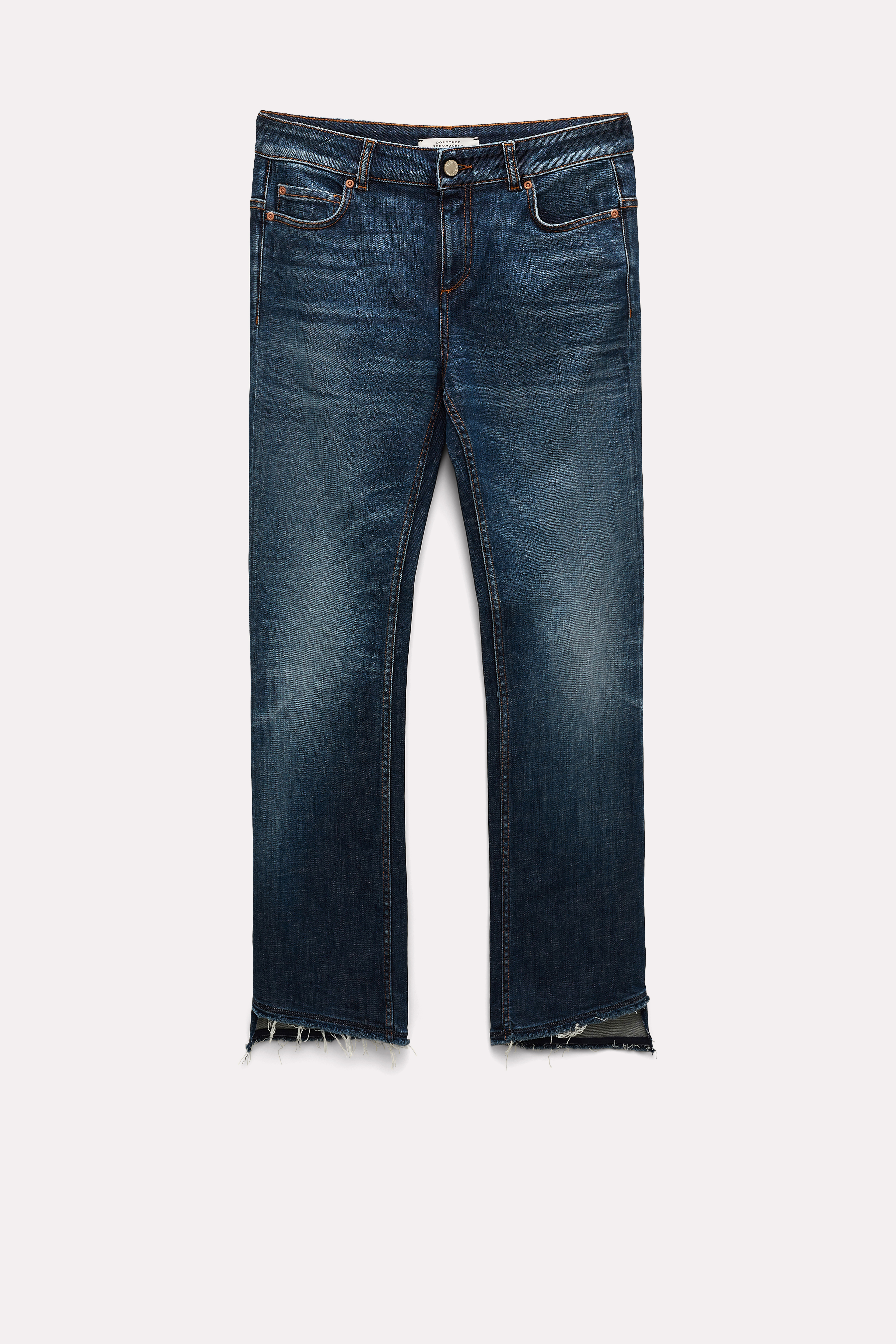 Dorothee Schumacher Flared Ankle Jeans With Cutoff Hem In Blue