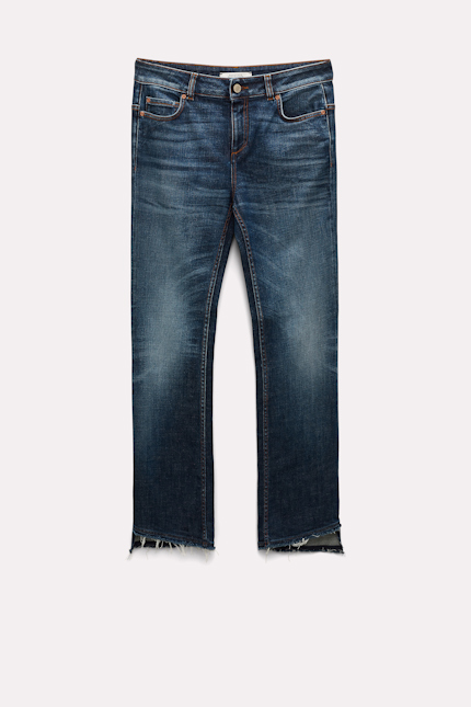DENIM LOVE pants Dorothee Schumacher Flared ankle jeans with cutoff hem dark blue