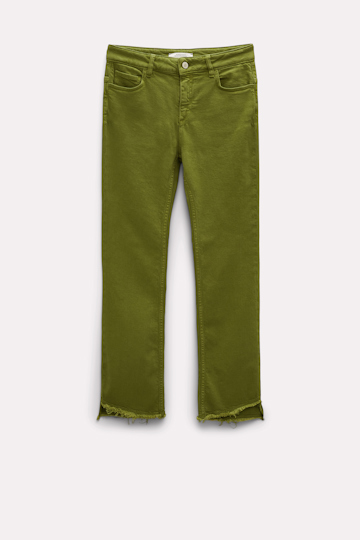 Dorothee Schumacher Flared ankle jeans with cutoff hem olive green