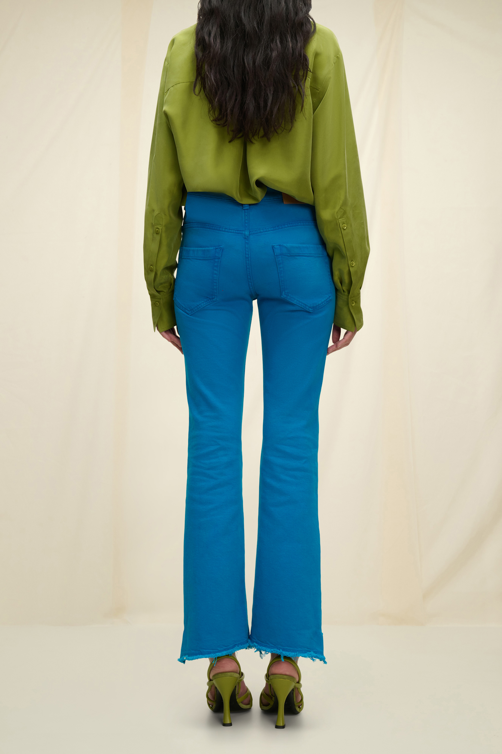Dorothee Schumacher Flared ankle jeans with cutoff hem aqua blue