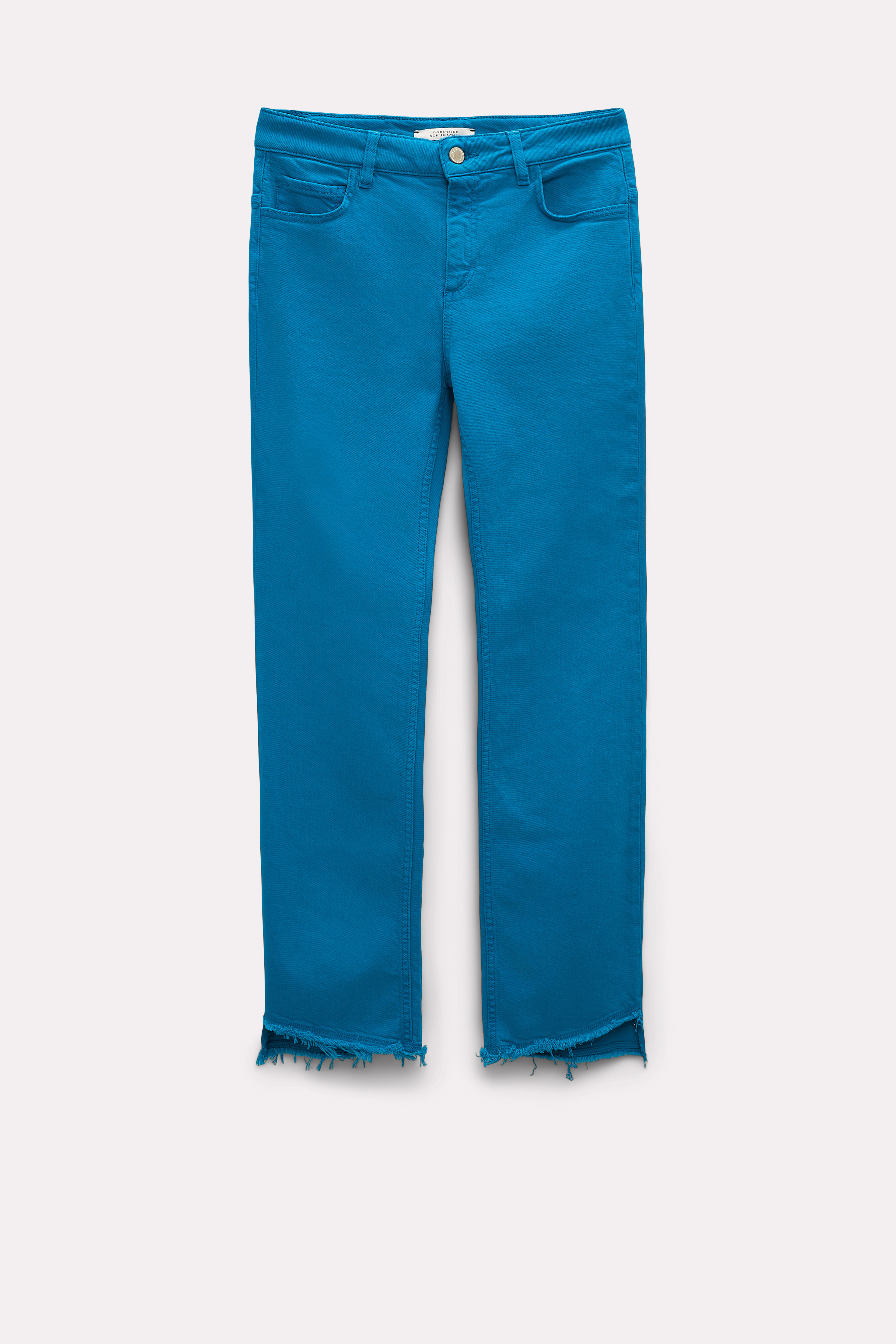 Dorothee Schumacher Flared Ankle Jeans With Cutoff Hem In Blue