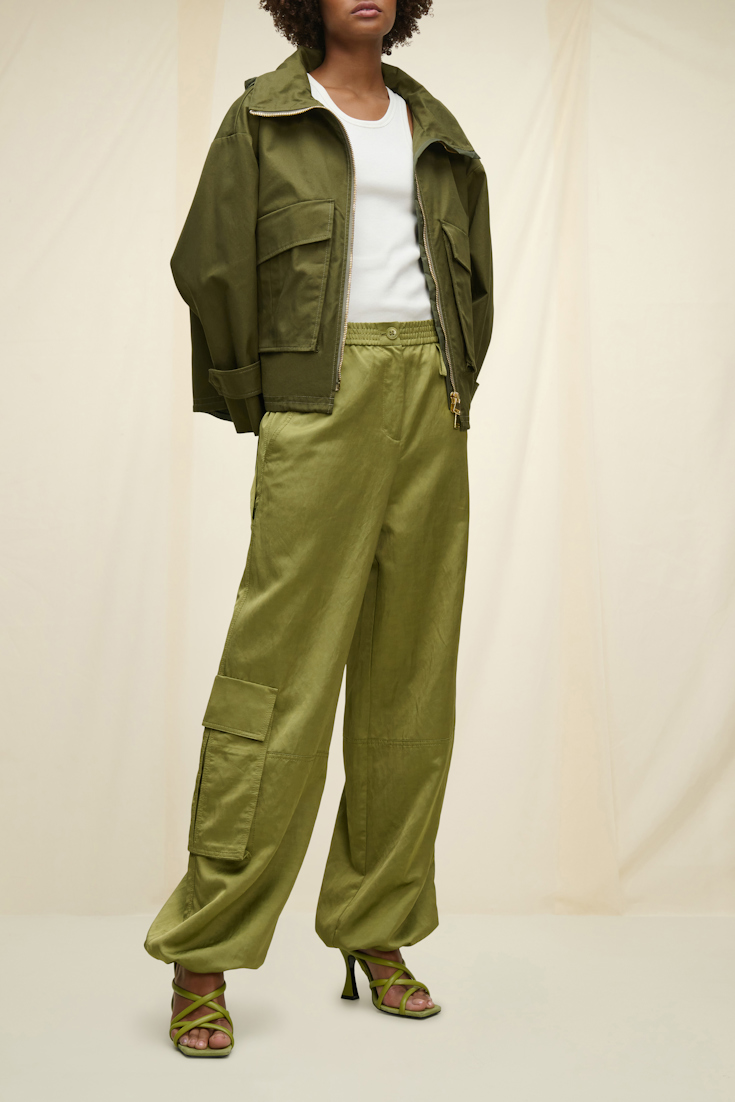 Dorothee Schumacher Oversized Jacke mit integrierter Kapuze khaki
