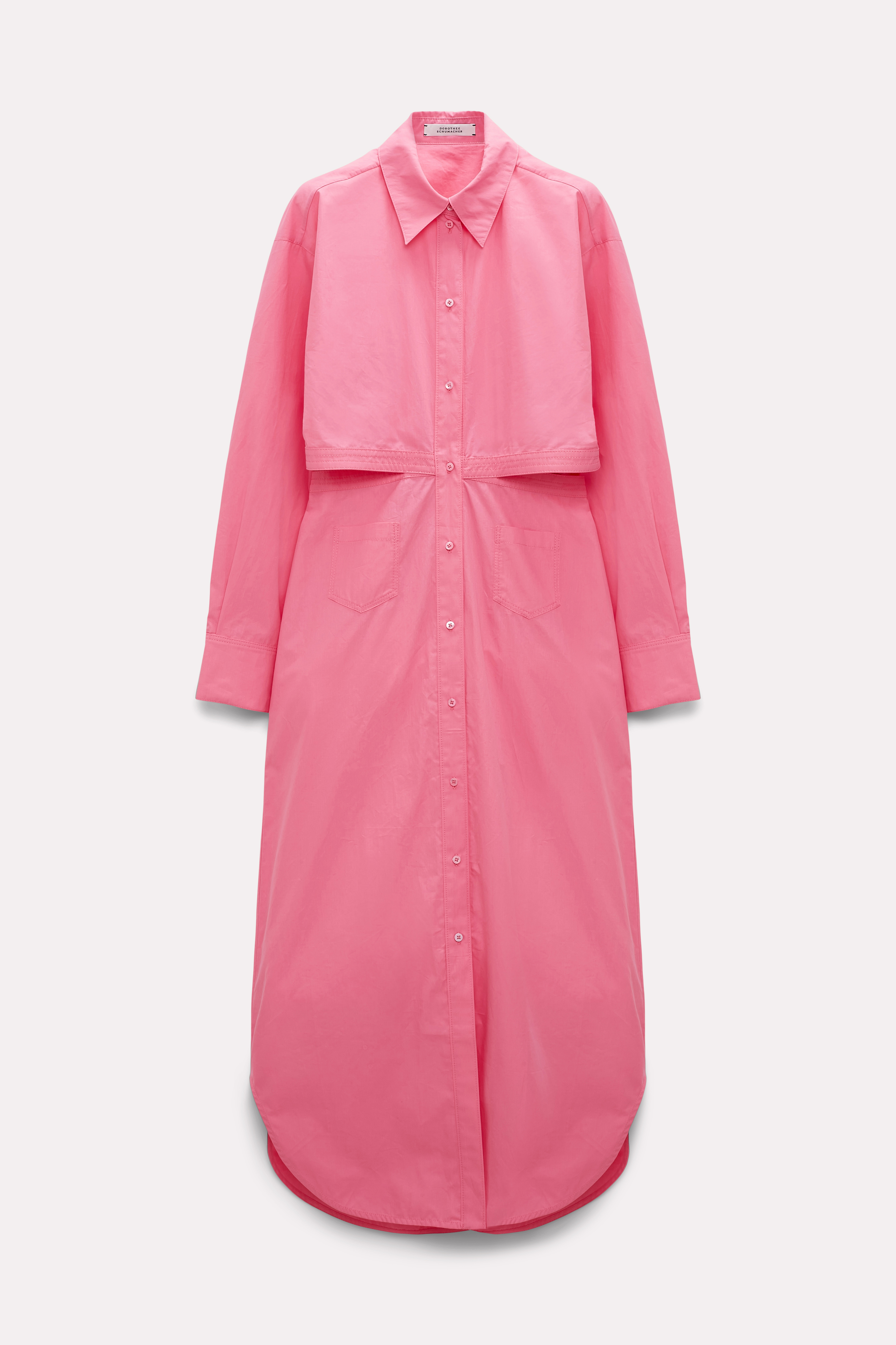 Dorothee Schumacher Cotton Shirtdress With Cutout Cape Back In Pink