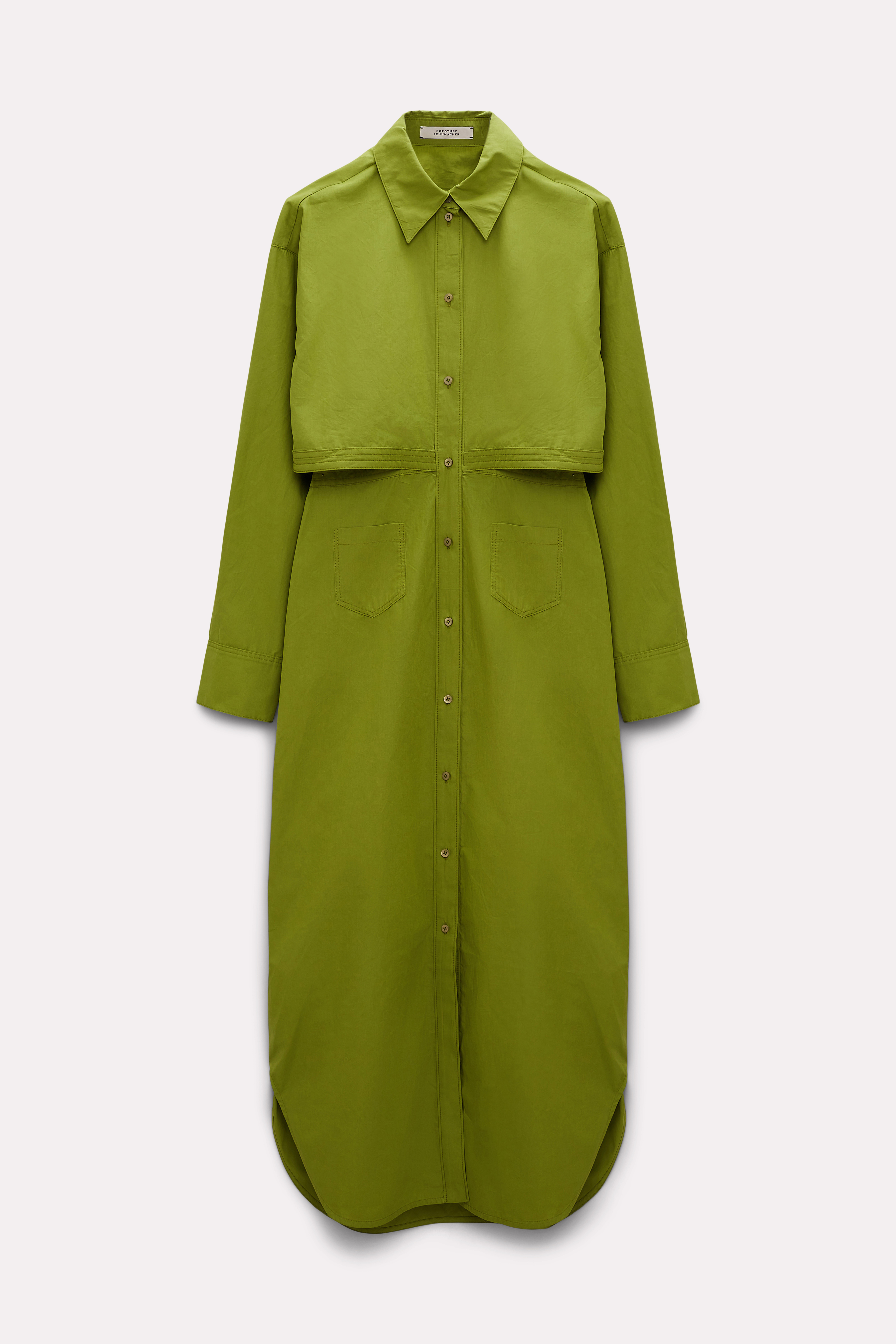 Shop Dorothee Schumacher Cotton Shirtdress With Cutout Cape Back In Green