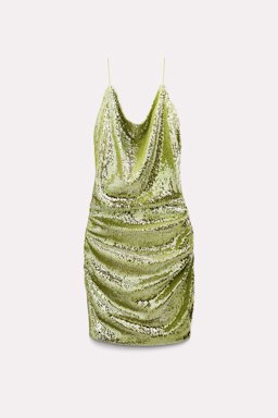 Dorothee Schumacher Sequin backless minidress with bandeau acid green