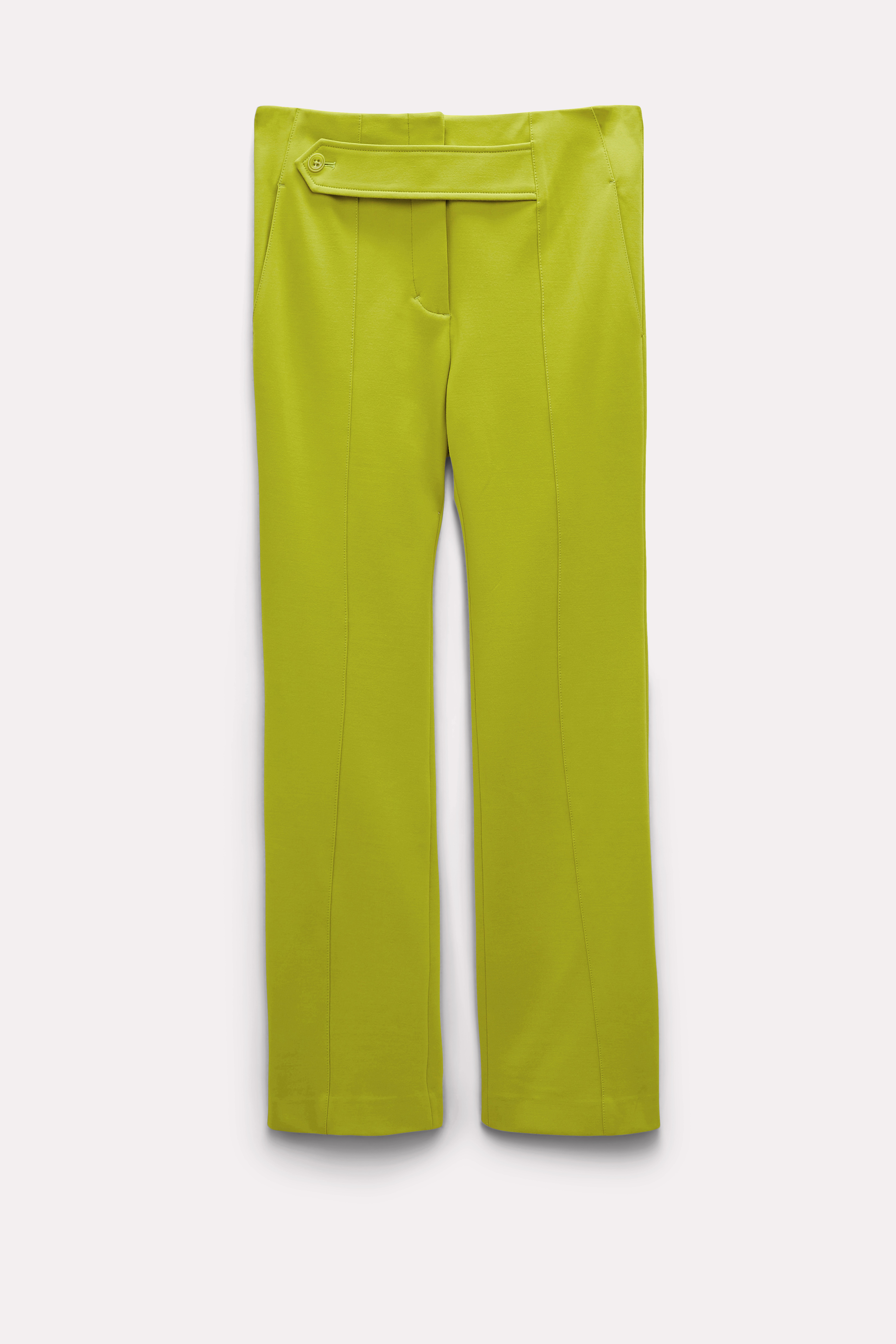 Dorothee Schumacher Tab Front Flared Pants In Punto Milano In Green