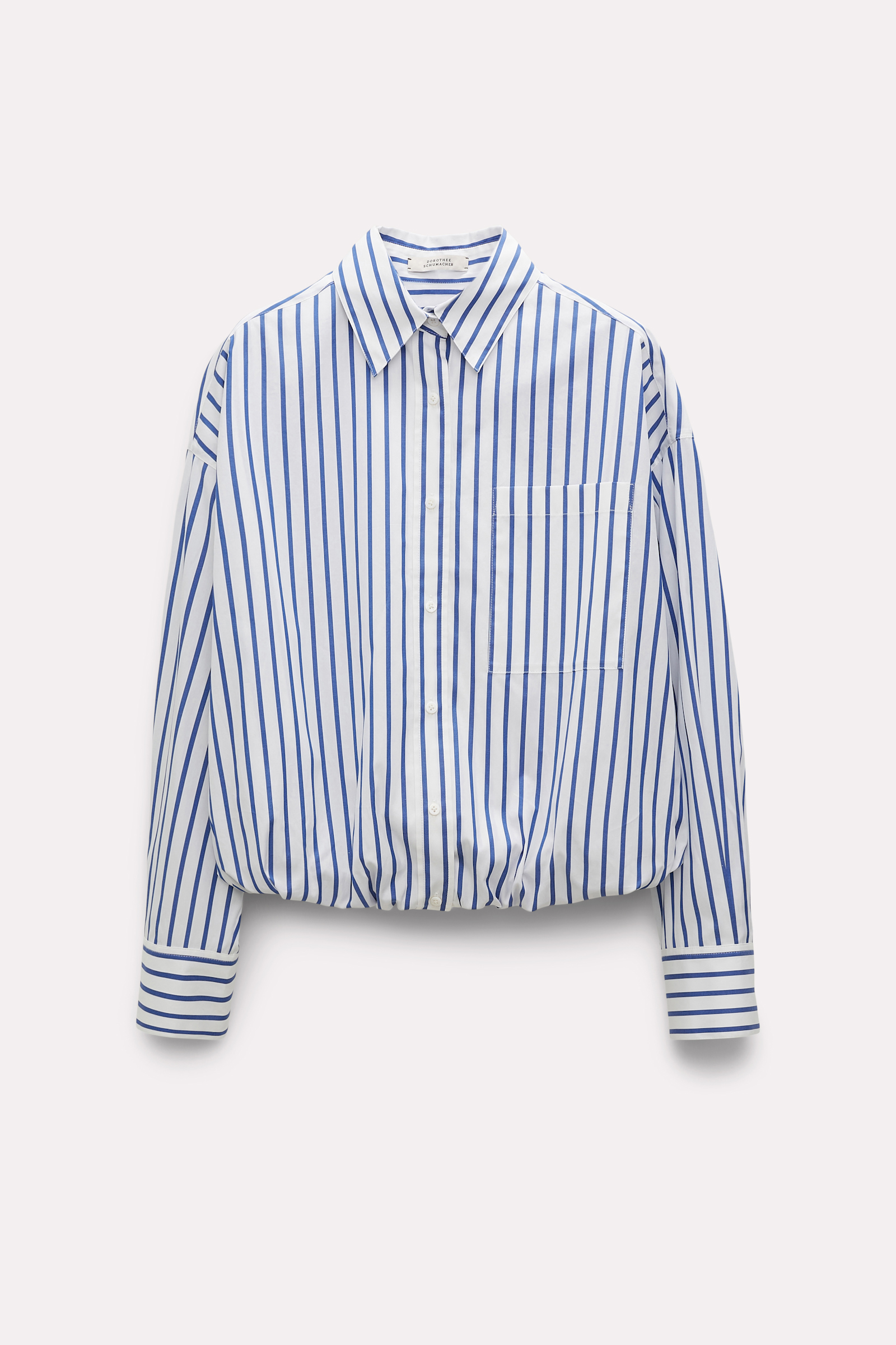 Dorothee Schumacher Striped cotton shirt with balloon hem navy & white stripes