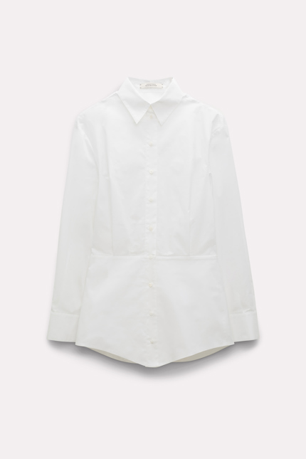 POPLIN POWER blouse Dorothee Schumacher Baumwollbluse mit betonter Taille pure white