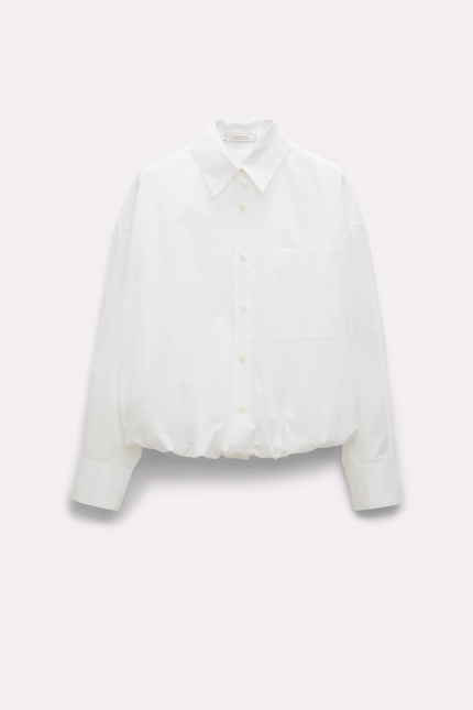 POPLIN POWER blouse Dorothee Schumacher Baumwollbluse mit Ballonsaum pure white