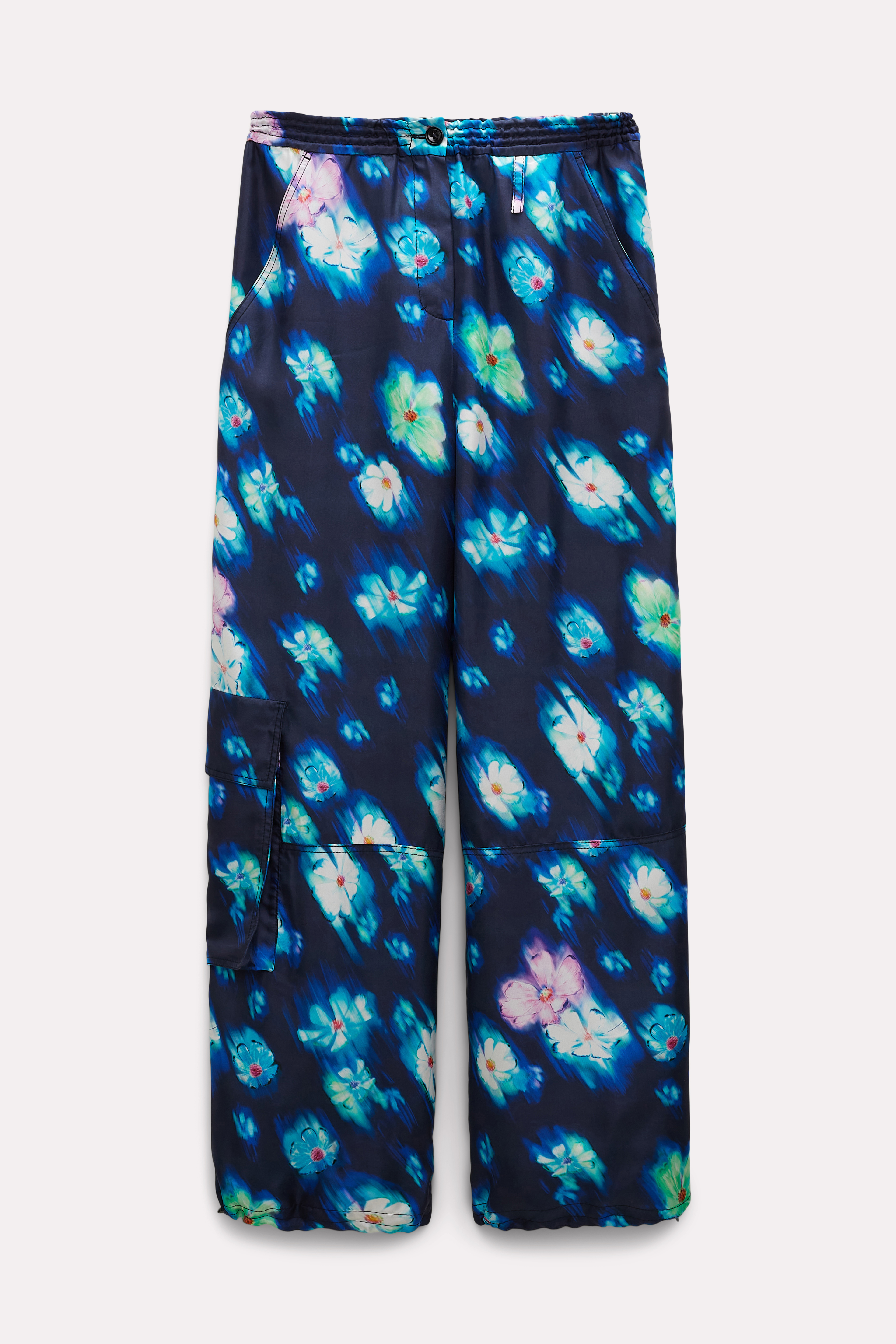 Dorothee Schumacher Silk Twill Floral Neon Print Cargo Pants In Multi Colour