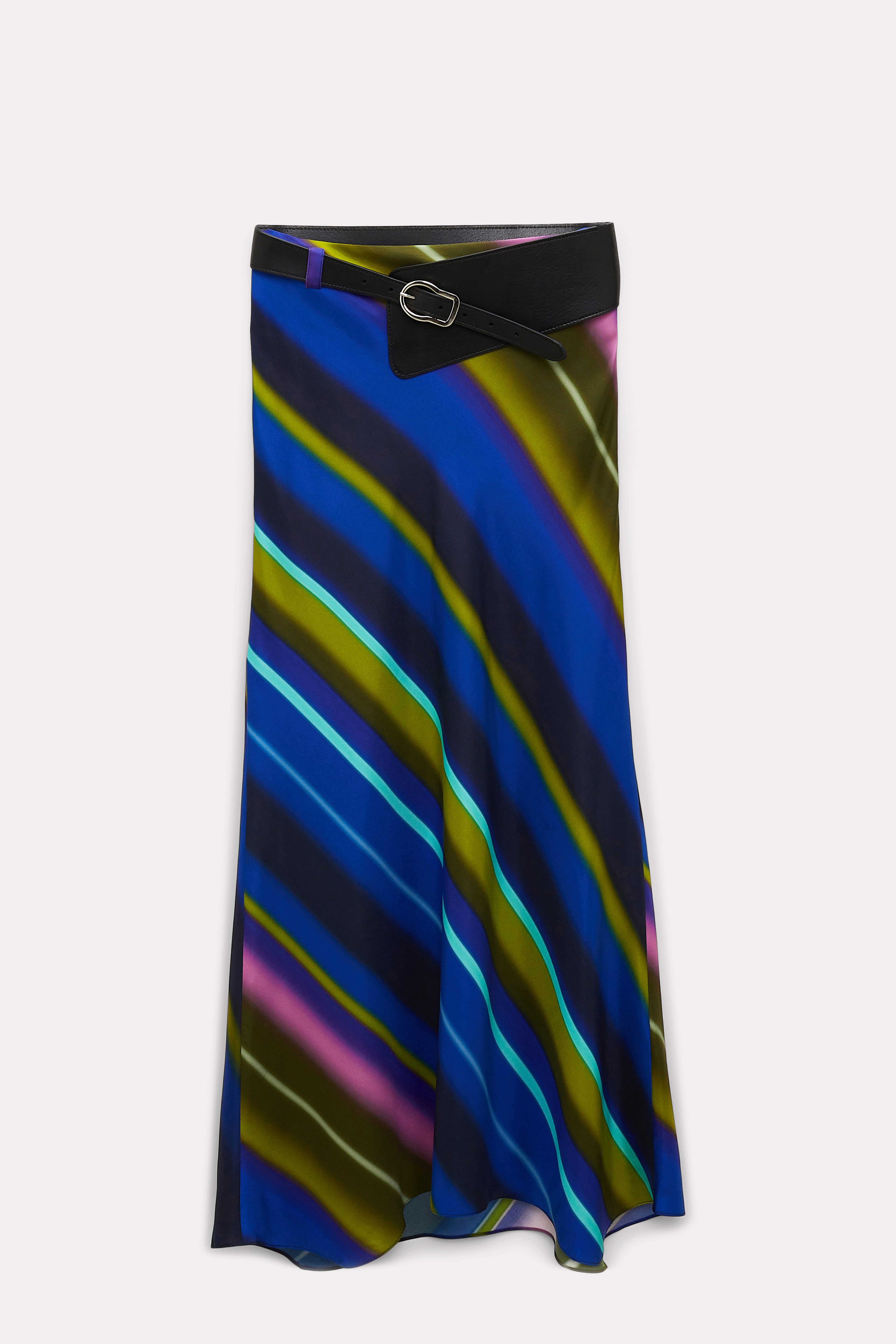 Dorothee Schumacher Stripe-print Belted Silk Skirt In Multi Colour