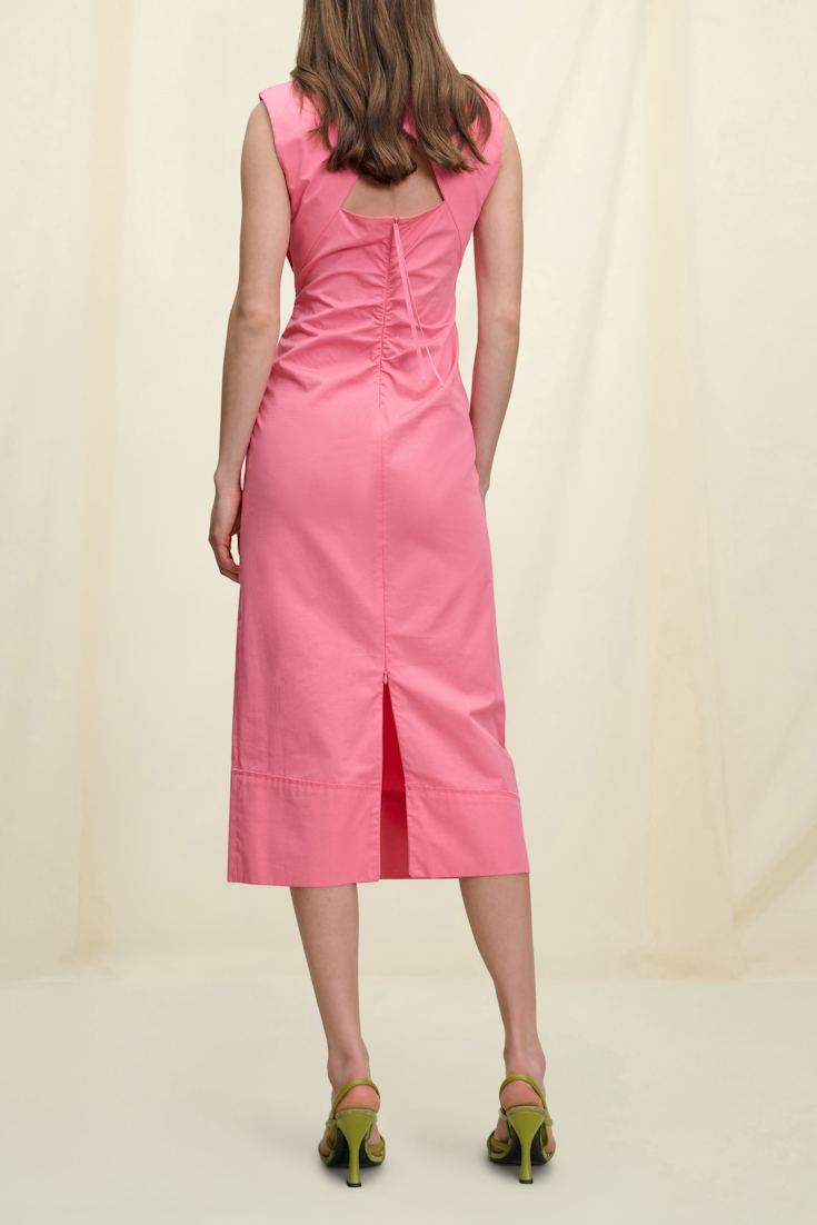 Dorothee Schumacher Kleid aus Baumwolle mit Cutout am Rücken bright pink