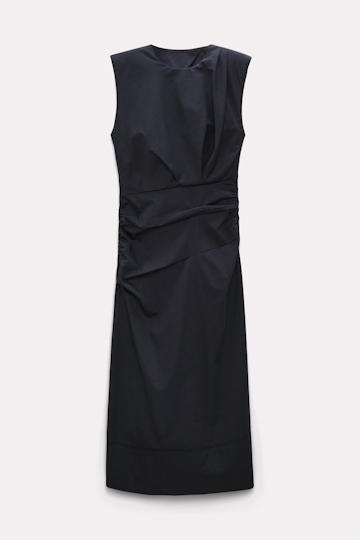 Dorothee Schumacher Gathered seath with cutout back in papertouch cotton dark navy