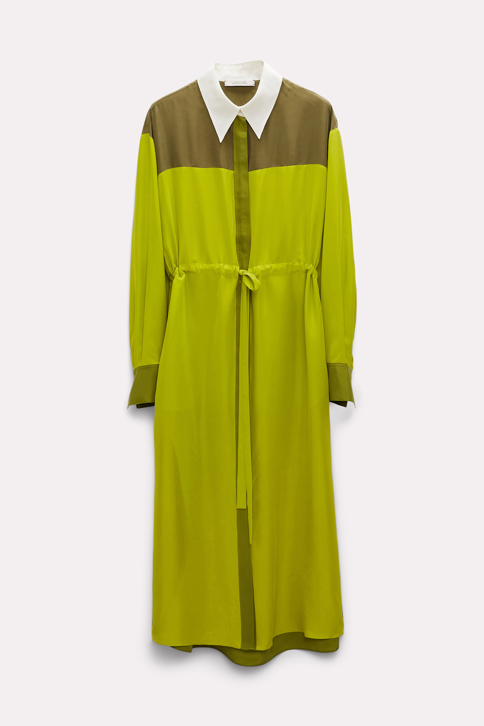 Dorothee Schumacher Washed silk colorblock shirtdress green mix