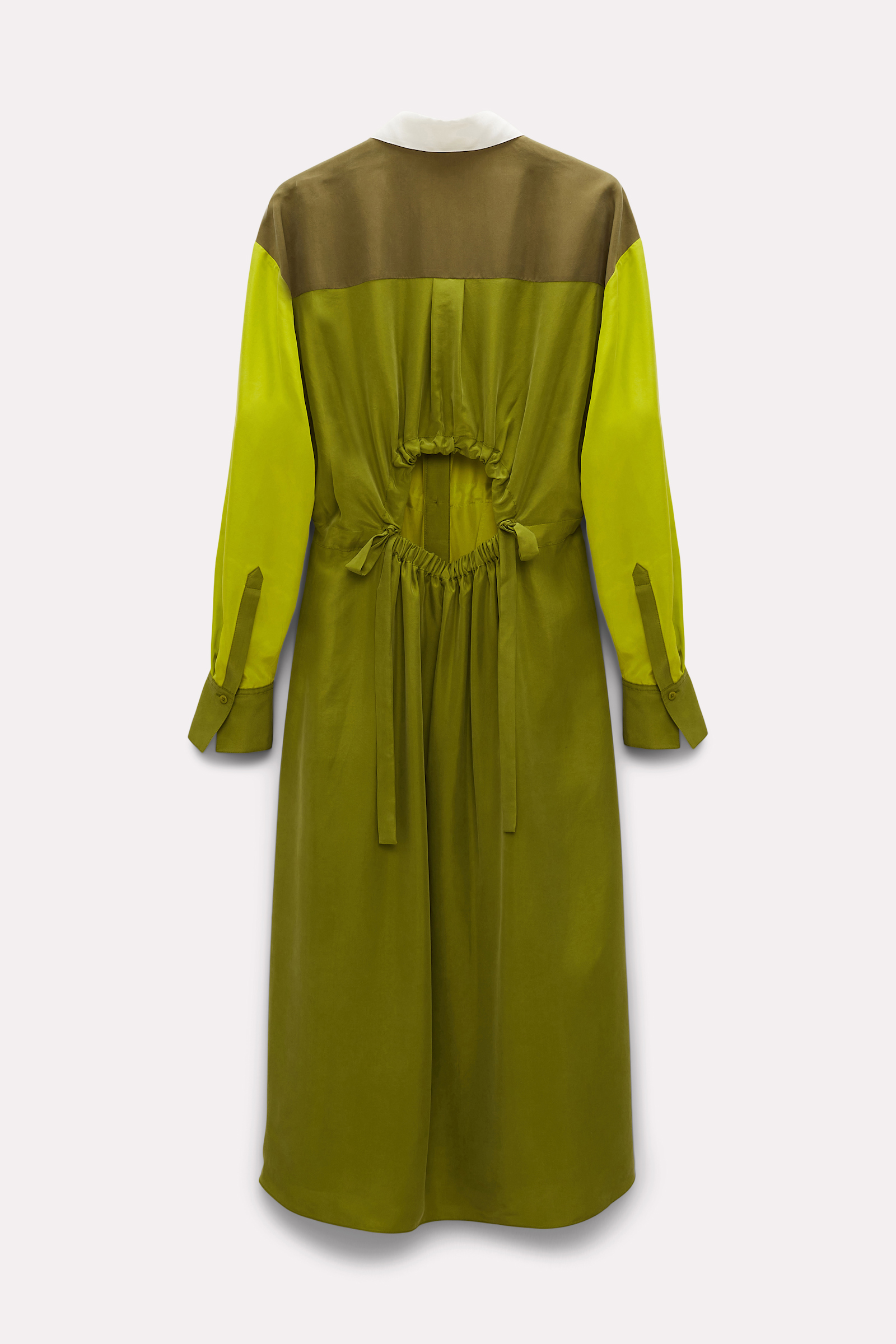 Dorothee Schumacher Hemdblusenkleid aus gewaschener Seide green mix