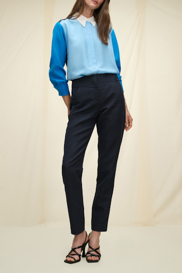 Dorothee Schumacher Washed silk colorblock shirt blue mix