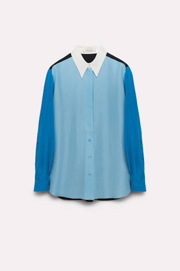 Dorothee Schumacher Washed silk colorblock shirt blue mix