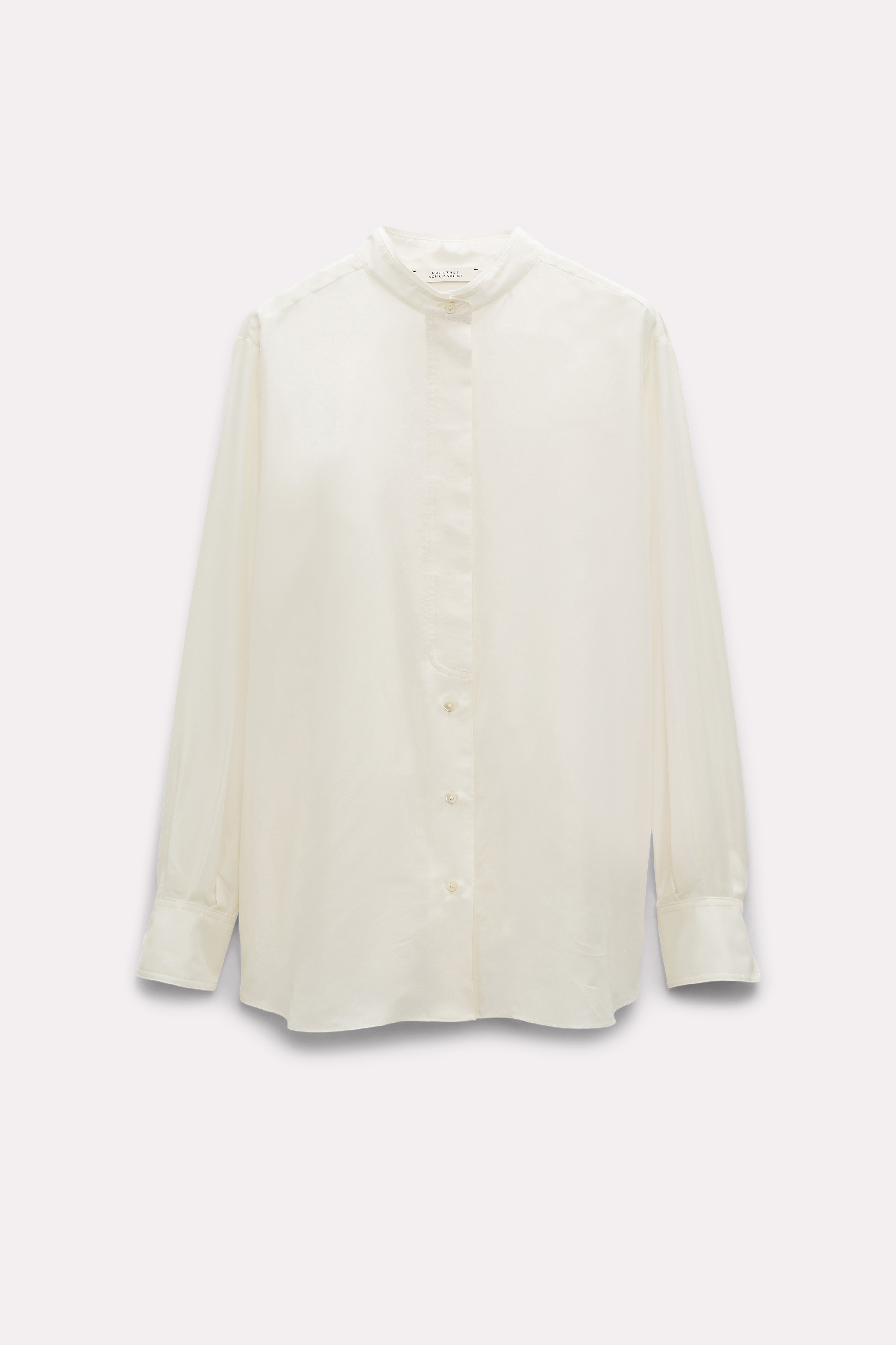 Dorothee Schumacher Washed Silk Shirt With Stand Collar In White
