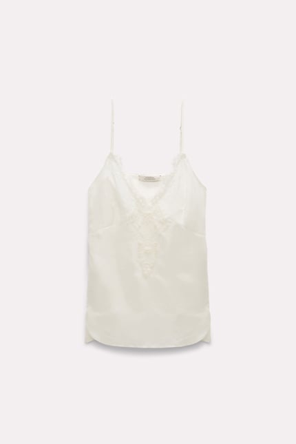 HERITAGE EASE top Dorothee Schumacher Top aus Seide mit Spitzendetails camellia white