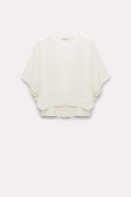 HERITAGE EASE blouse Dorothee Schumacher Washed silk T-Shirt camellia white