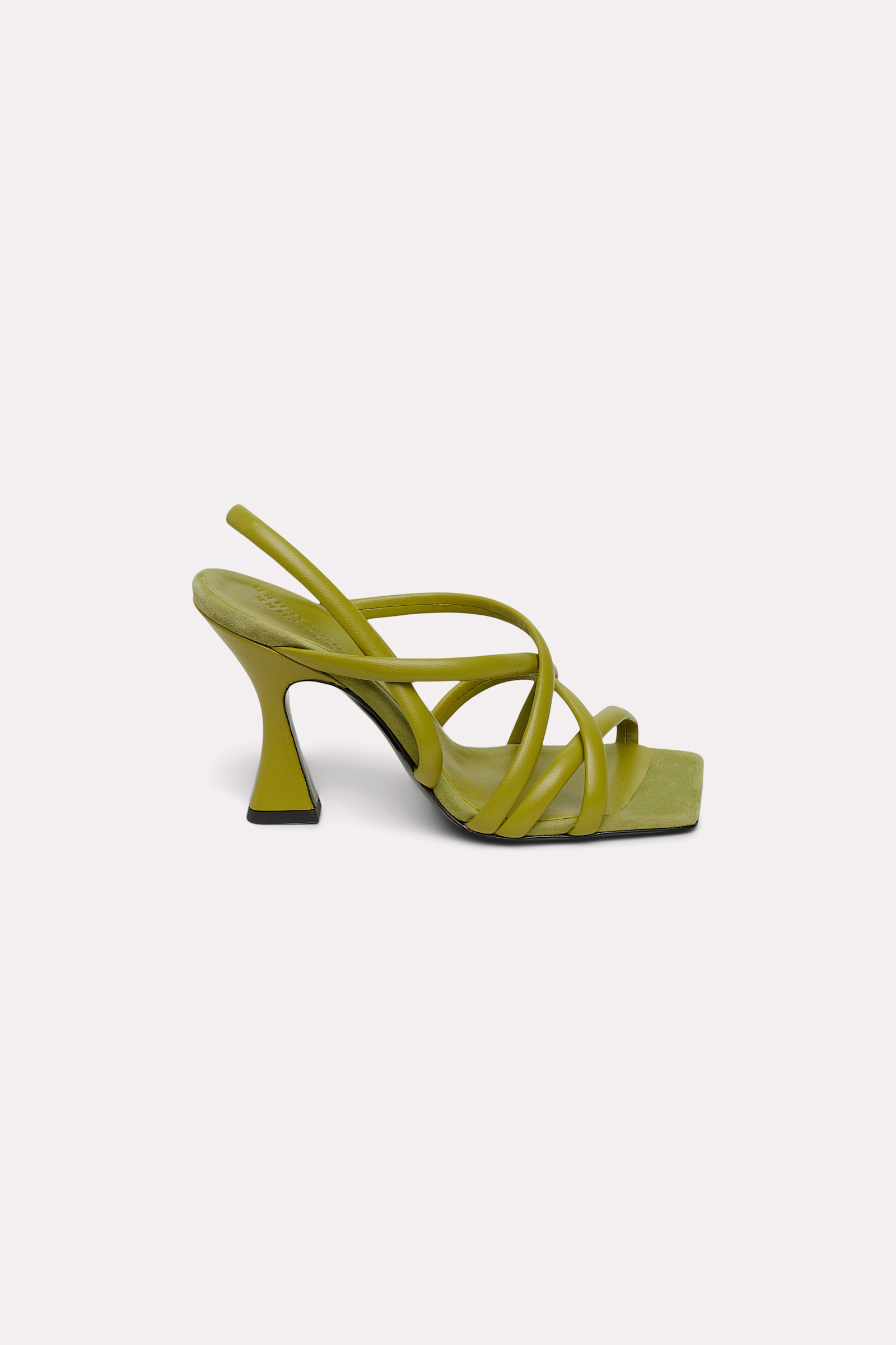 Dorothee Schumacher Puffed leather sandals with louis heel moss green