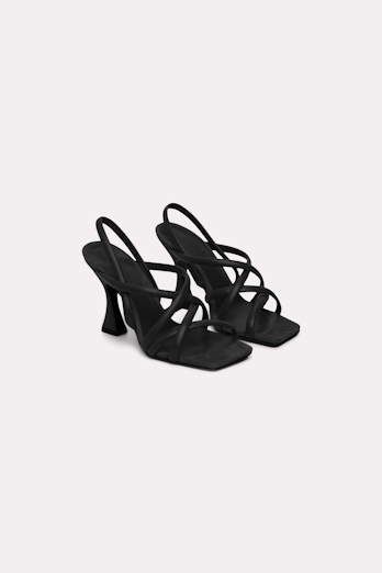 Dorothee Schumacher Puffed leather sandals with louis heel pure black