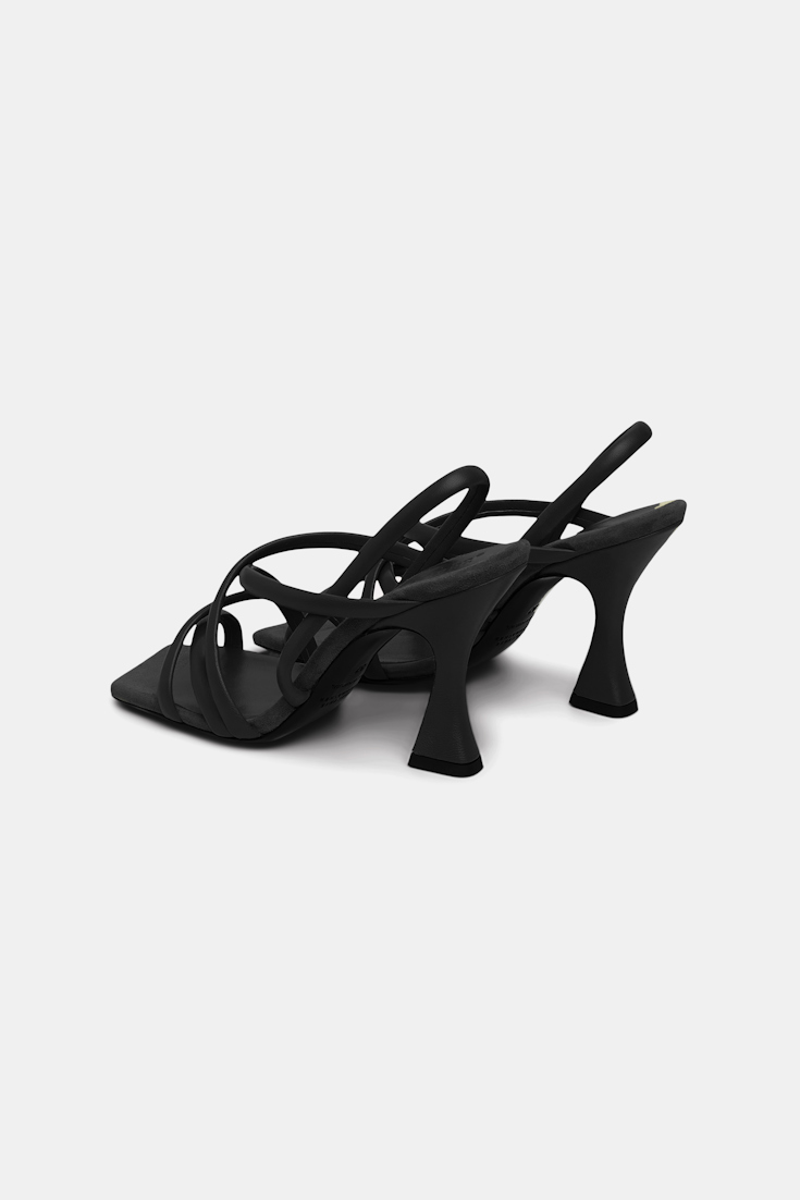 Dorothee Schumacher Puffed leather sandals with louis heel pure black